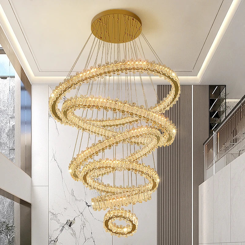 AM0130 · Modern Minimalist Stairwell Ring Composition Crystal Chandelier — AM0130, view 3