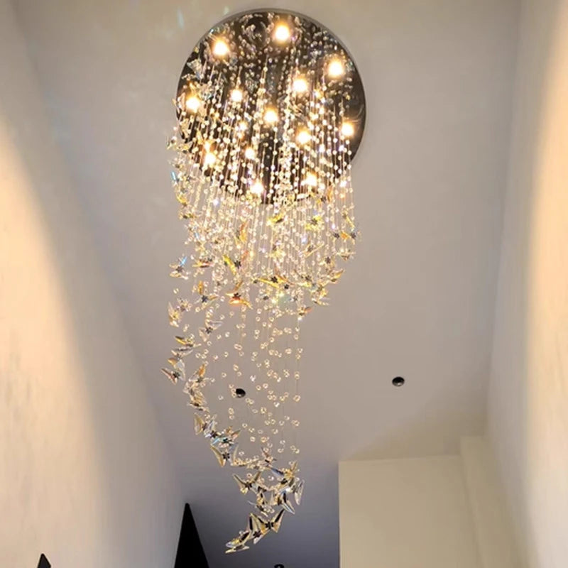 AM0007 · Modern Butterfly Crystal Chandelier for Double-Height Spaces · 12 Configurations — AM0007, view 3