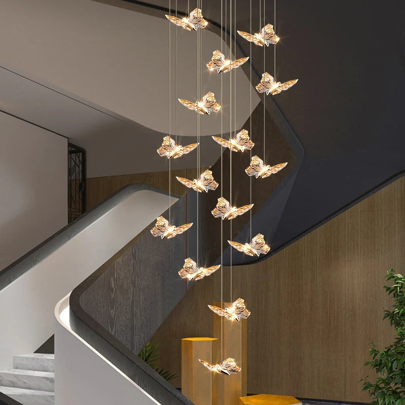 AM0040 · Modern Minimalist Stairwell Extended-Drop Crystal Chandelier — AM0040, view 3