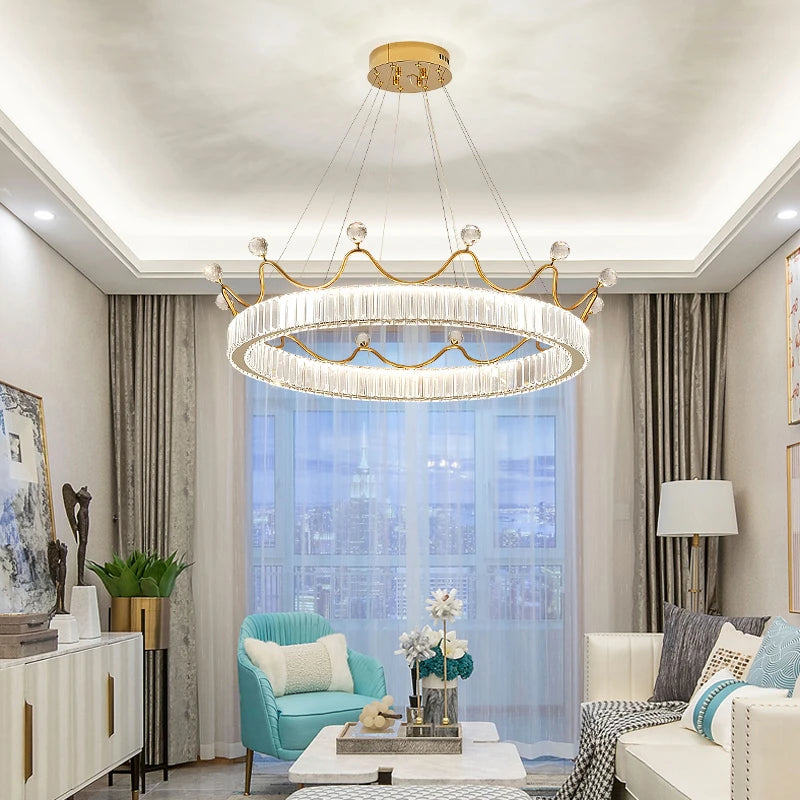 AM0083 · Modern Minimalist Crown Crystal Chandelier for Bedrooms · 3 Configurations — AM0083, view 3