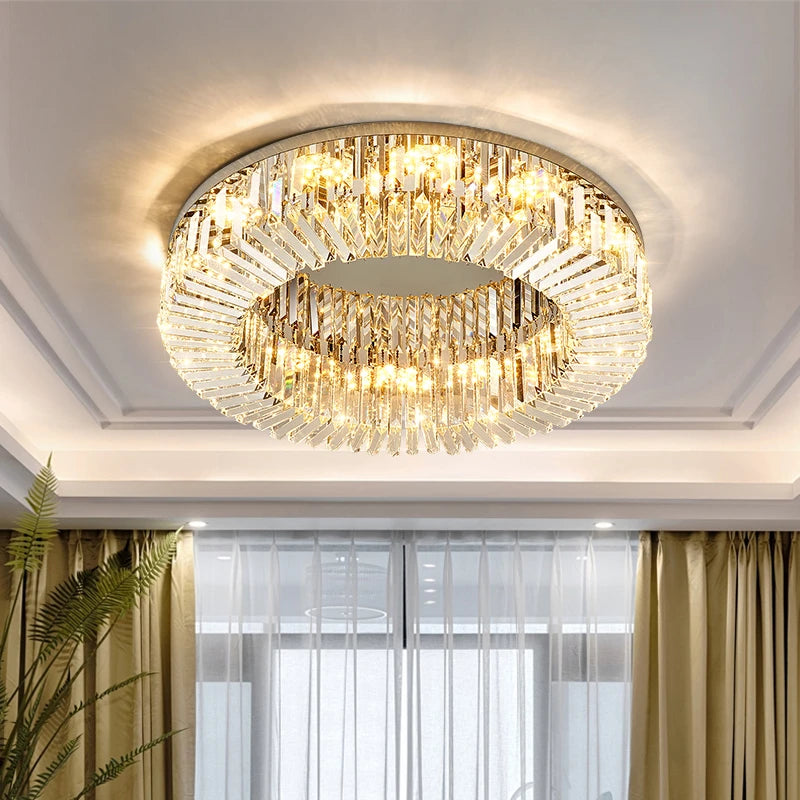 AM0109 · Modern Minimalist Crystal Flush Mount Round Ceiling Light for Bedrooms — AM0109, view 3