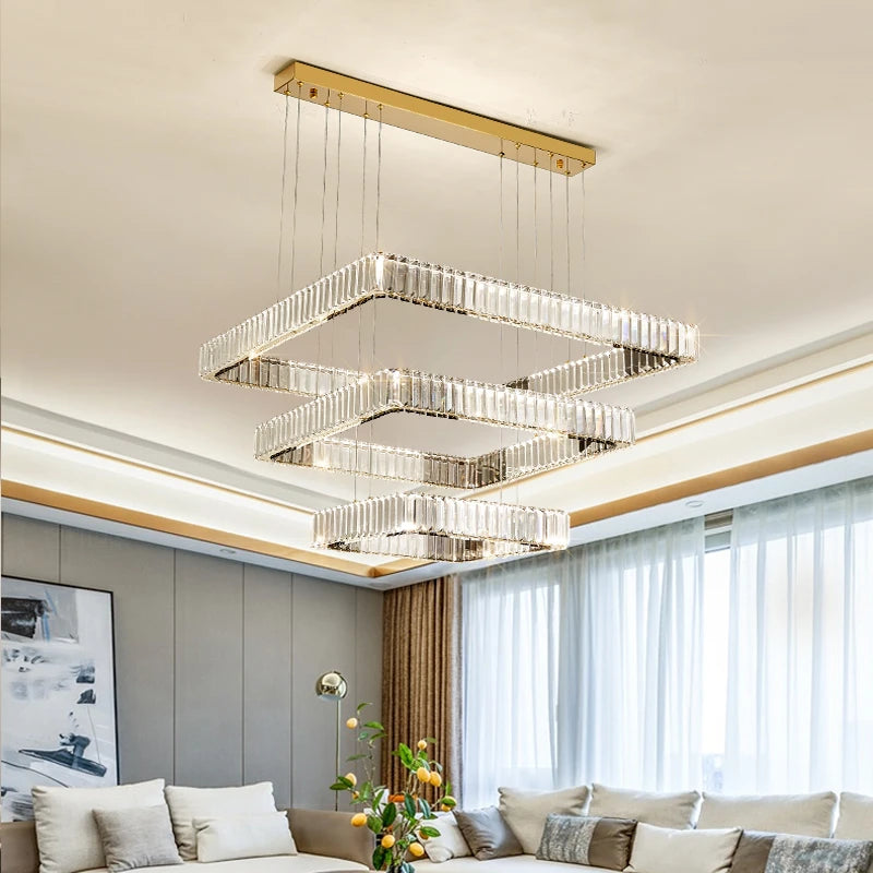 AM0081 · Modern Minimalist Tiered Composition Crystal Chandelier for Living Spaces — AM0081, view 3