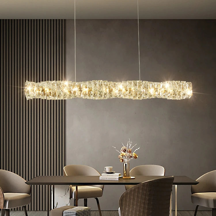 AM0036 · Modern Minimalist Linear Crystal Chandelier for Dining Rooms · 5 Configurations — AM0036, view 3