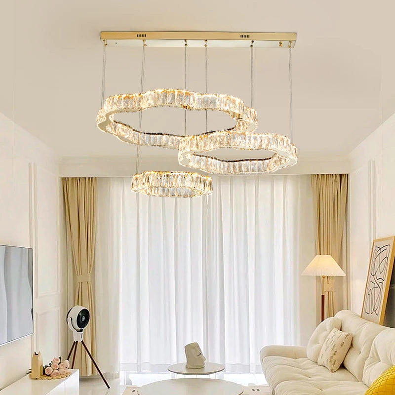 AM0082 · Modern Minimalist Cream-Tone Crystal Chandelier for Living Spaces — AM0082, view 3