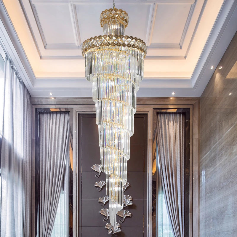 AM0014 · Modern Stairwell Extended-Drop Crystal Chandelier for Double-Height Spaces — AM0014, view 3