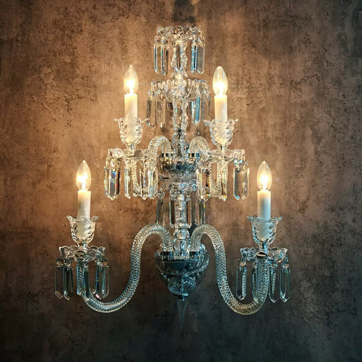 AM0857 — French Crystal Stainless Steel Wall Light for Tea Rooms & Hotels