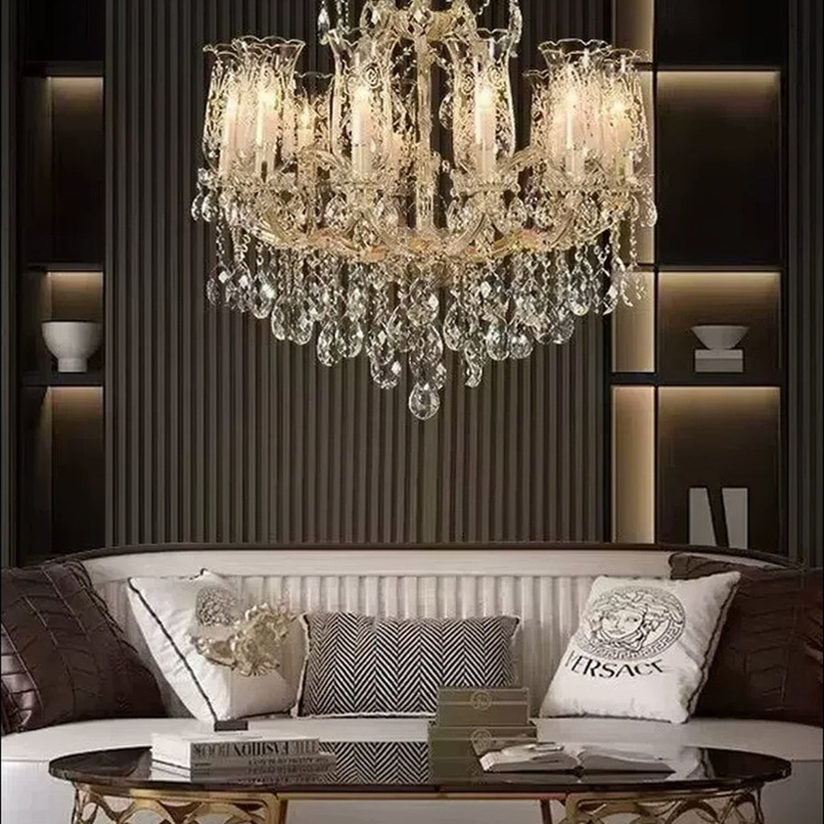 AM0849 — European Duplex Crystal Iron Chandelier for Living Rooms