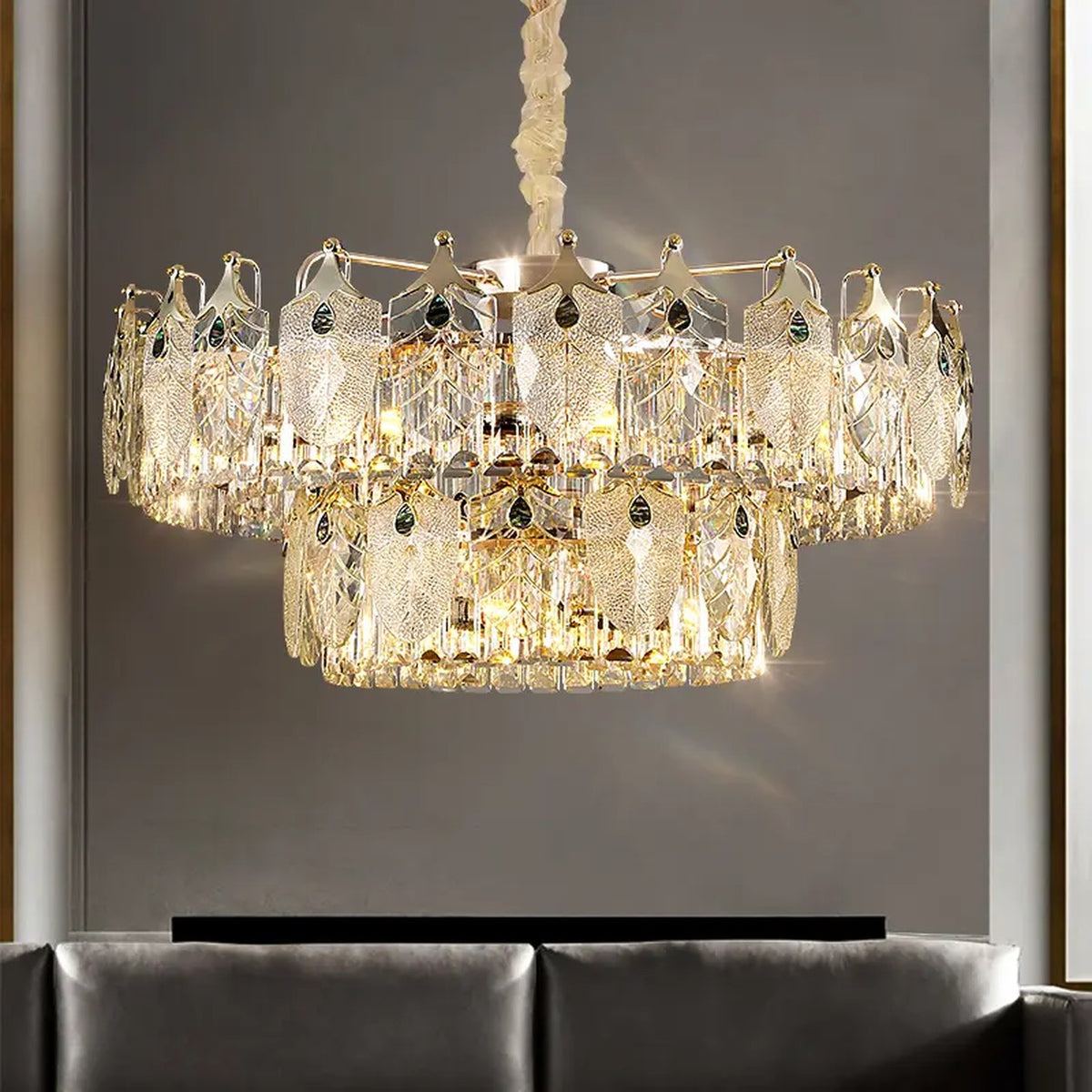 AM0700 — Light Luxury Shell K9 Crystal Chandelier for Living Rooms