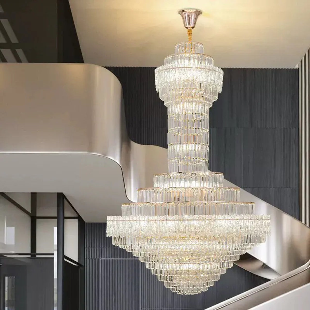 AM0564 — Light Luxury Linear Crystal Chandelier for Living Rooms