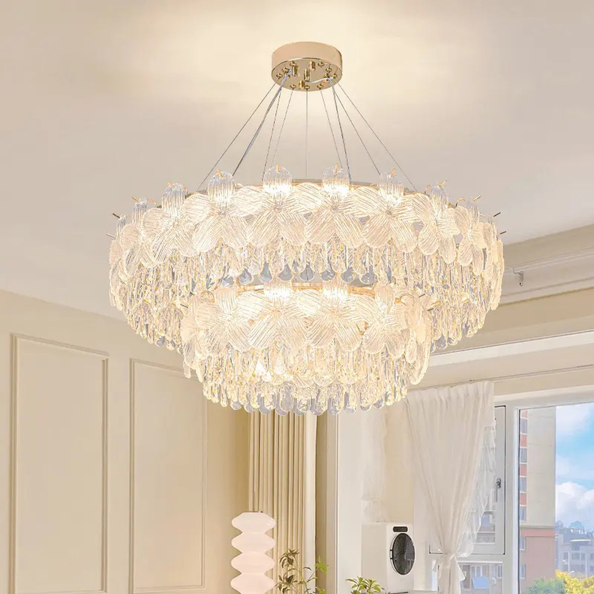 AM0644 — Light Luxury Floral Crystal Chandelier for Living Rooms