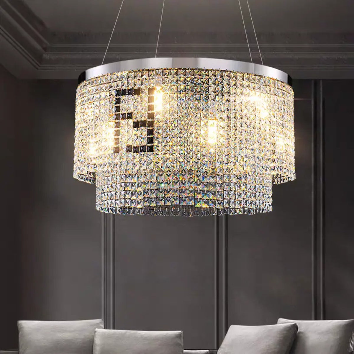 AM0683 — Light Luxury Square Crystal Chandelier for Living Rooms