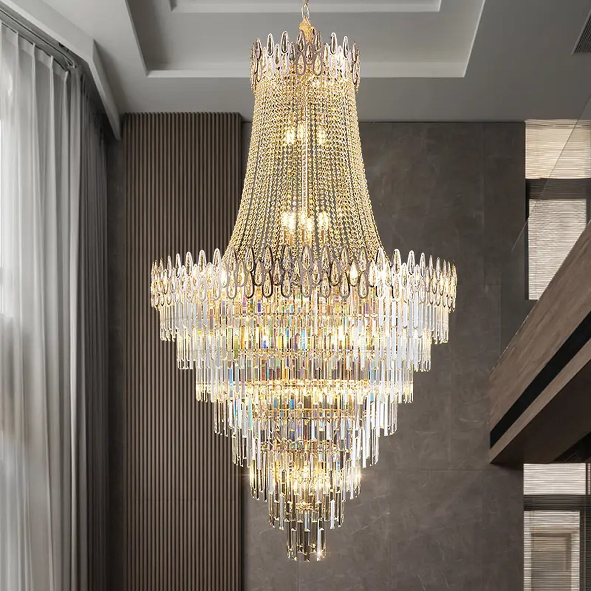 AM0469 — Spiral Staircase Crystal Chandelier for Living Rooms