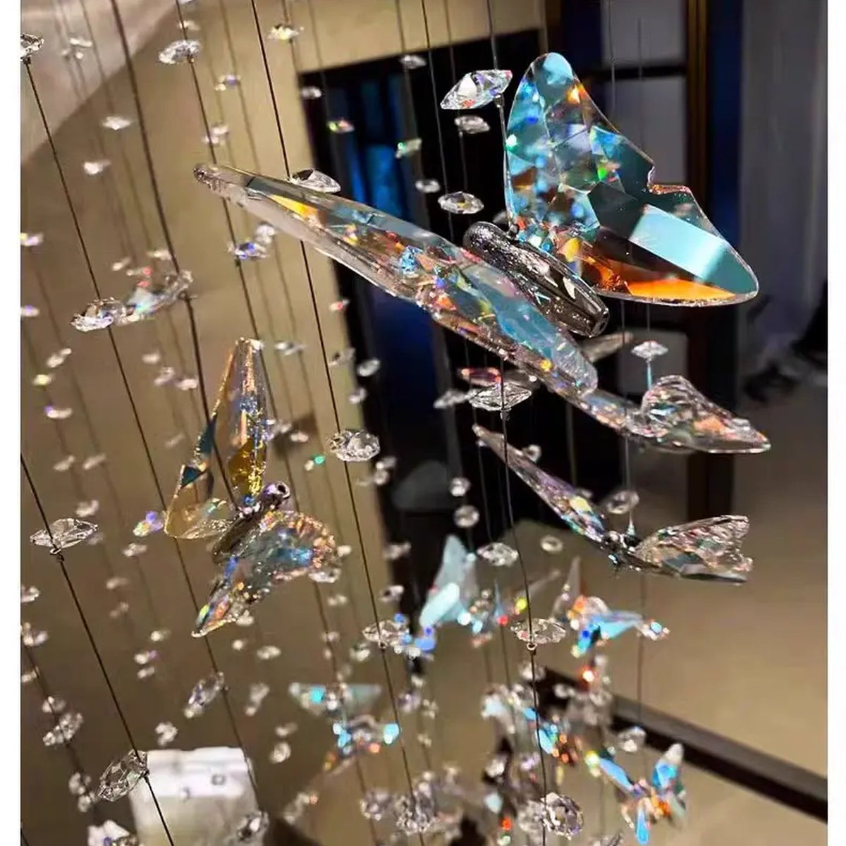 AM0558 — Spiral Staircase Crystal Chandelier for Stairwells