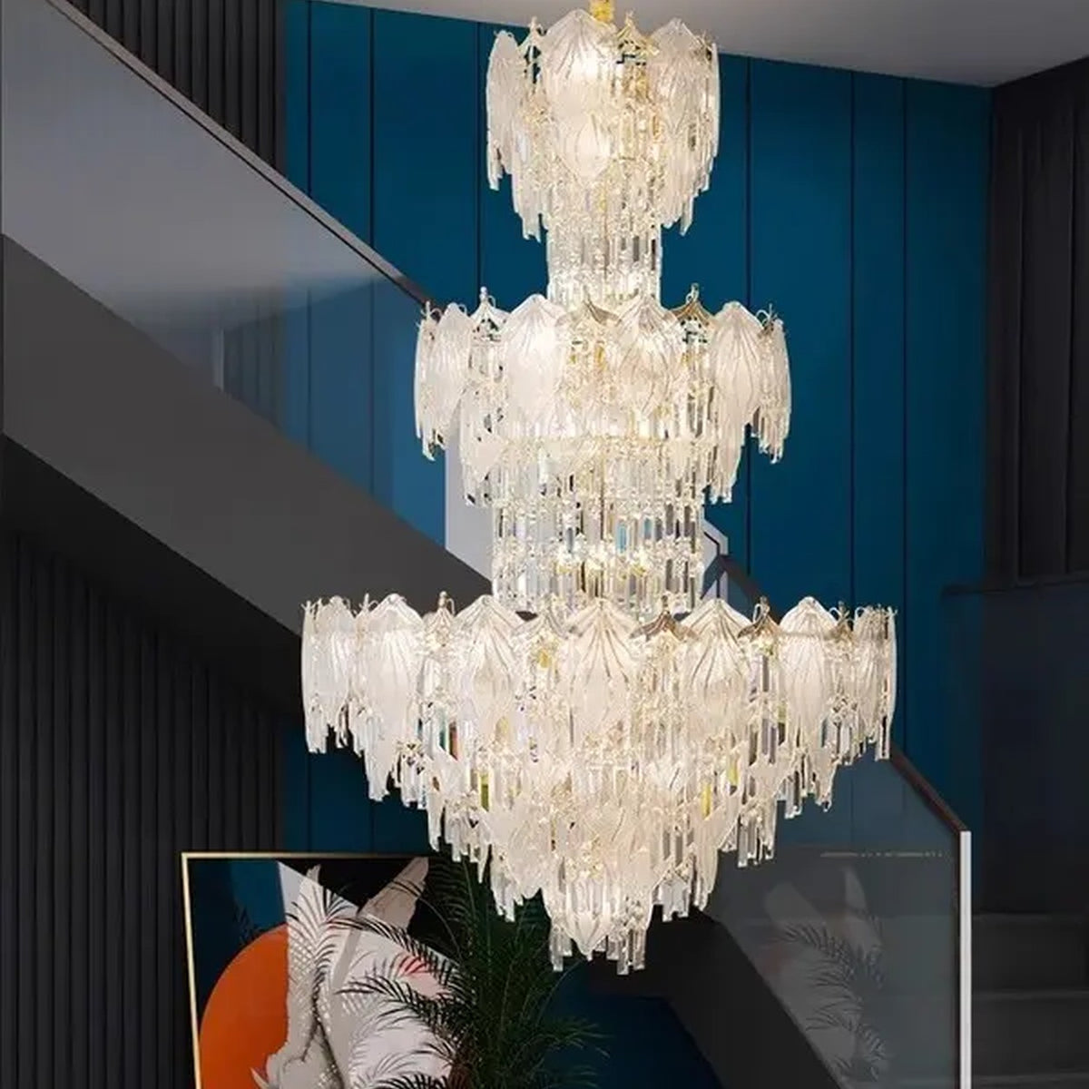 AM0535 — Light Luxury Linear Crystal Chandelier for Living Rooms