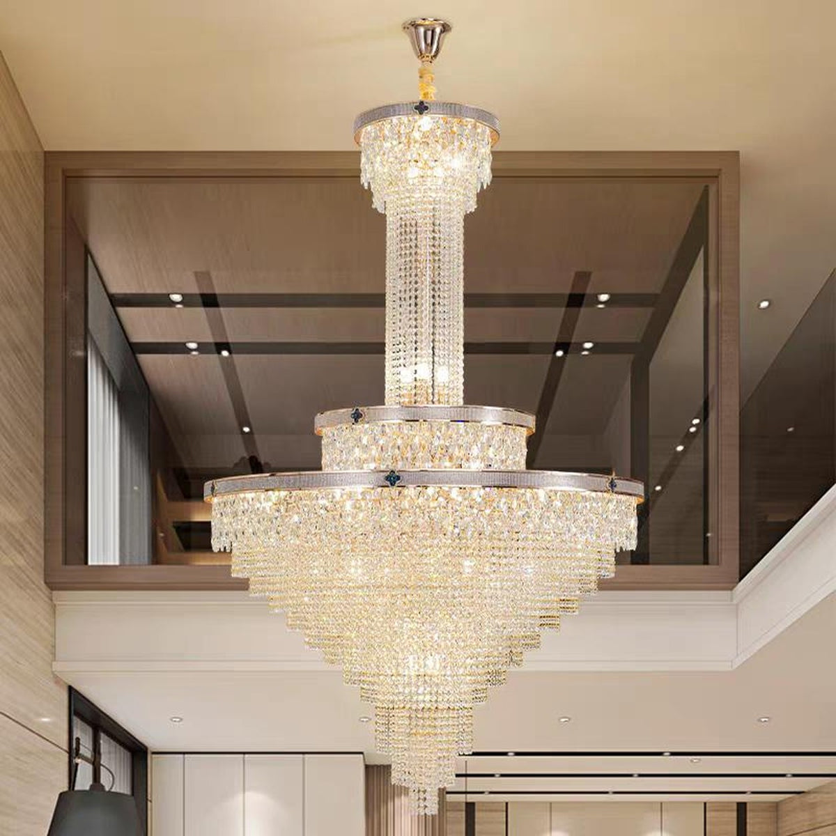 AM0680 — Light Luxury Spiral Staircase Crystal Chandelier for Stairwells