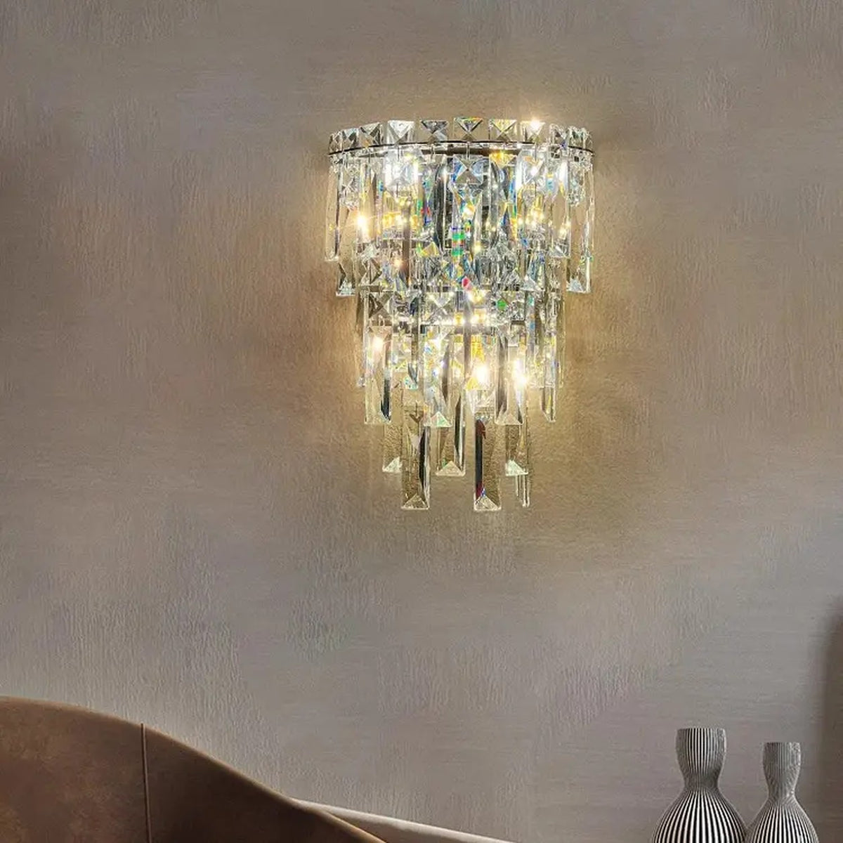 AM0480 — Light Luxury Stairwell Crystal Wall Light for Living Rooms