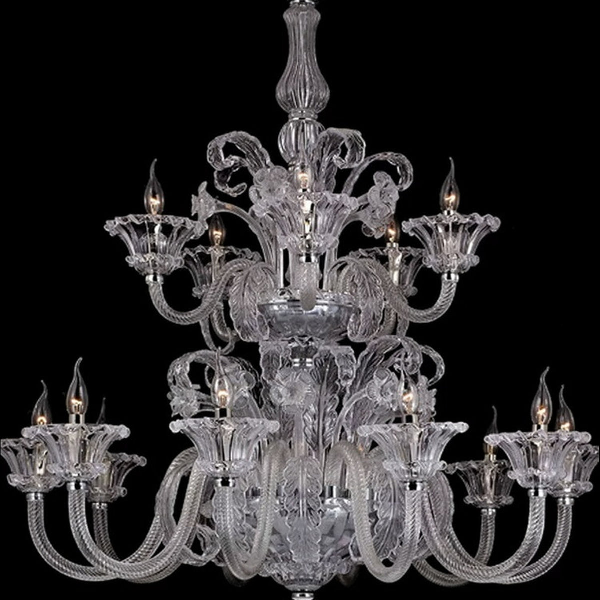 AM0856 — French Cream Glass Chandelier for Hotels & Ballrooms