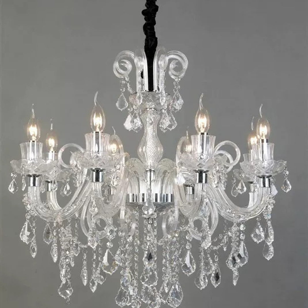 AM0789 — Modern Minimalist Candle Crystal Metal Chandelier for Bedrooms & Studies