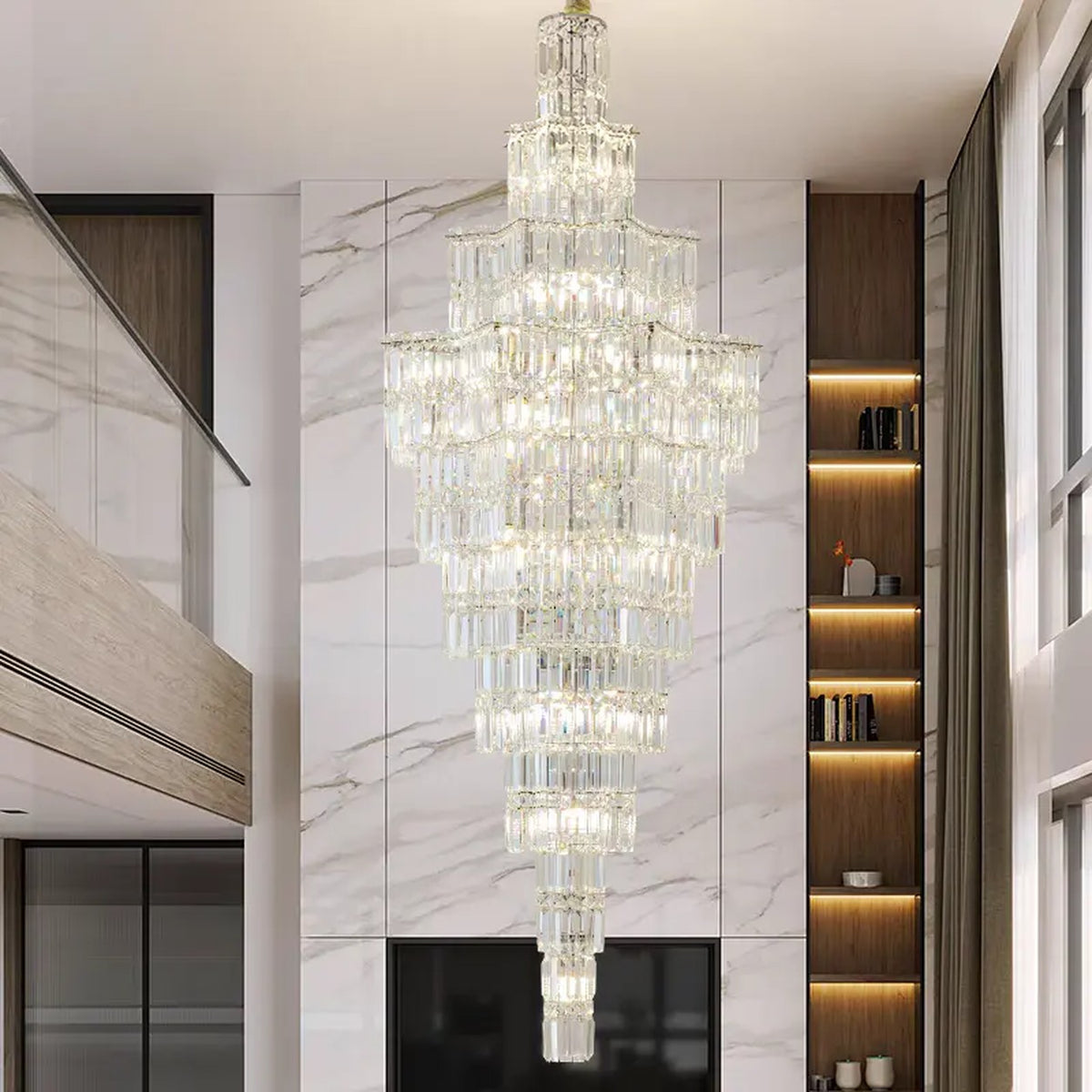 AM0526 — Postmodern Stairwell Crystal Chandelier for Living Rooms