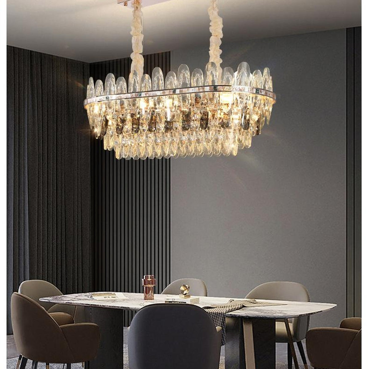 AM0628 — Light Luxury Shell K9 Crystal Chandelier for Living Rooms