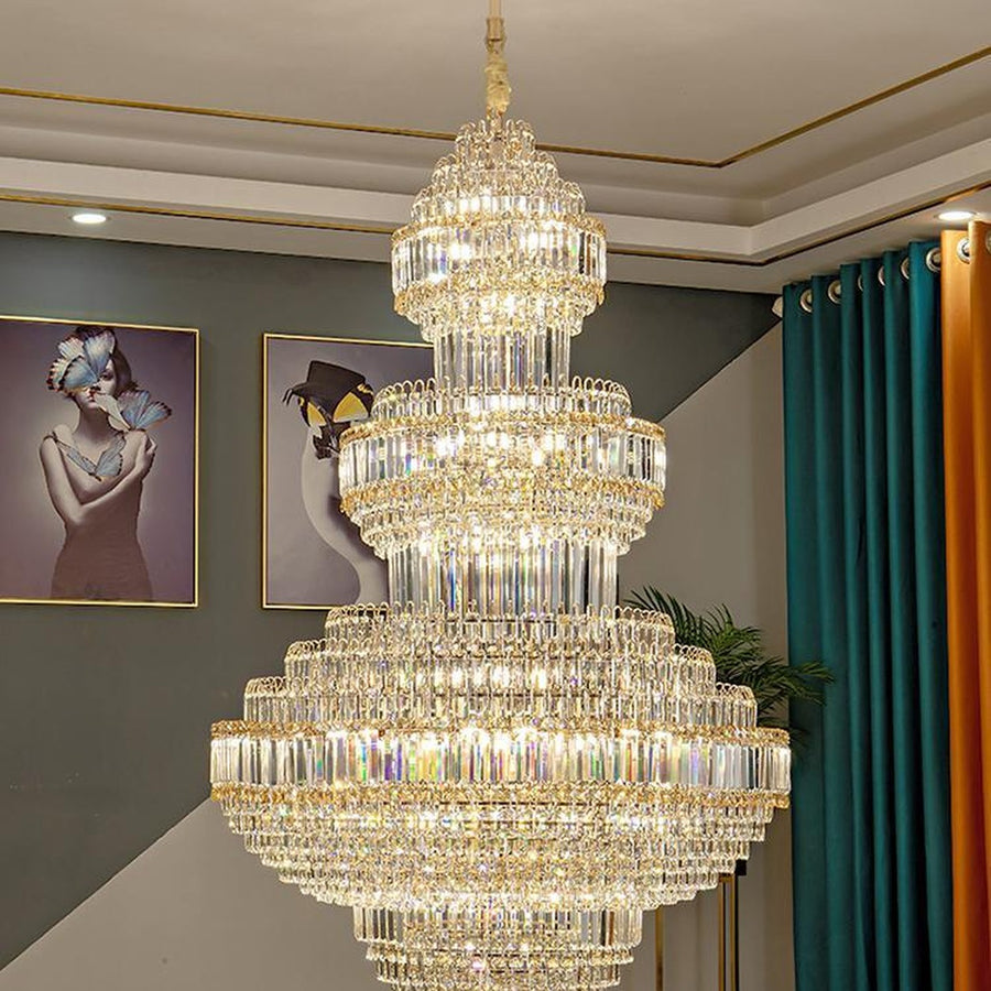 AM0627 — Light Luxury Spiral Staircase Crystal Chandelier for Living Rooms