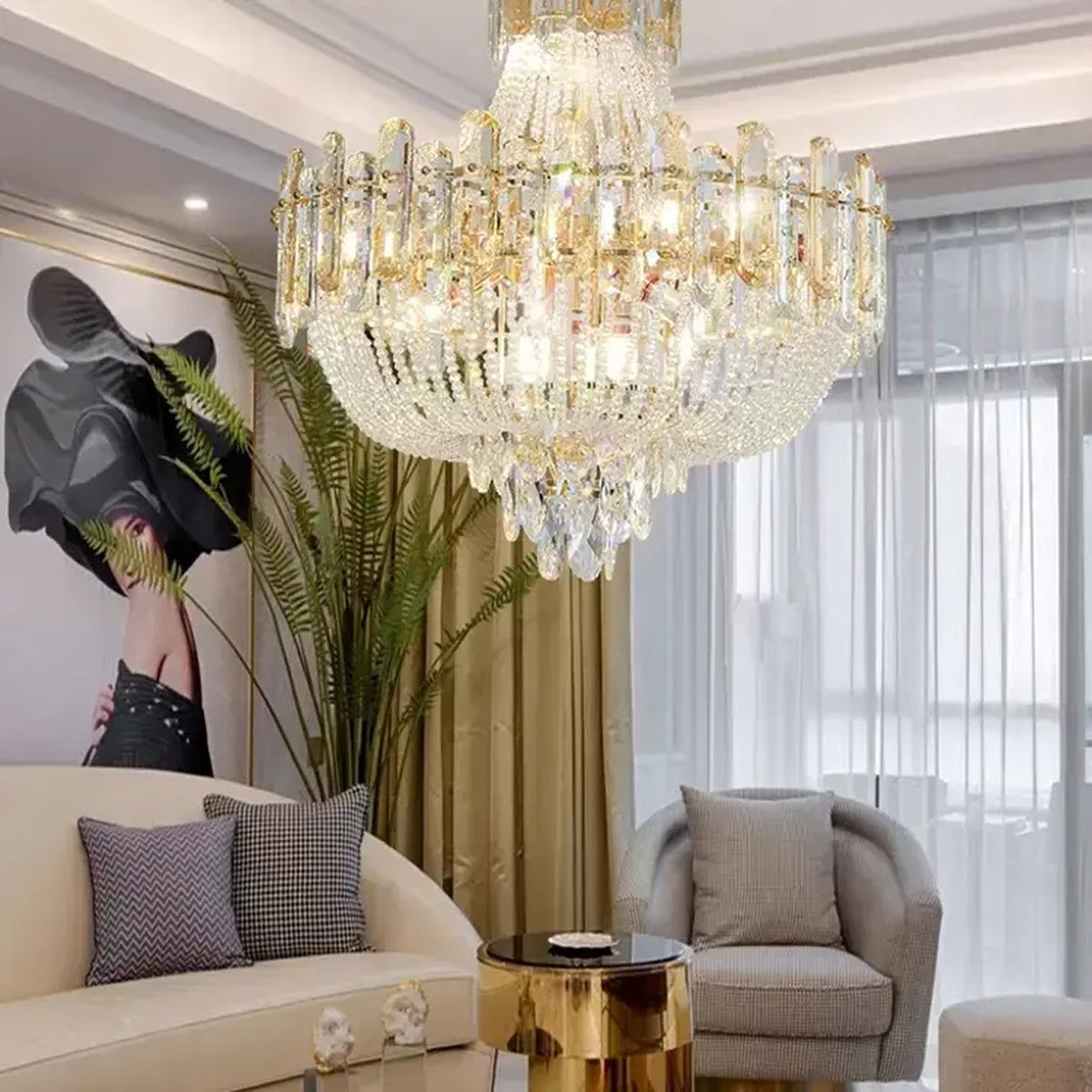 AM0597 — Light Luxury Stairwell Crystal Chandelier for Living Rooms