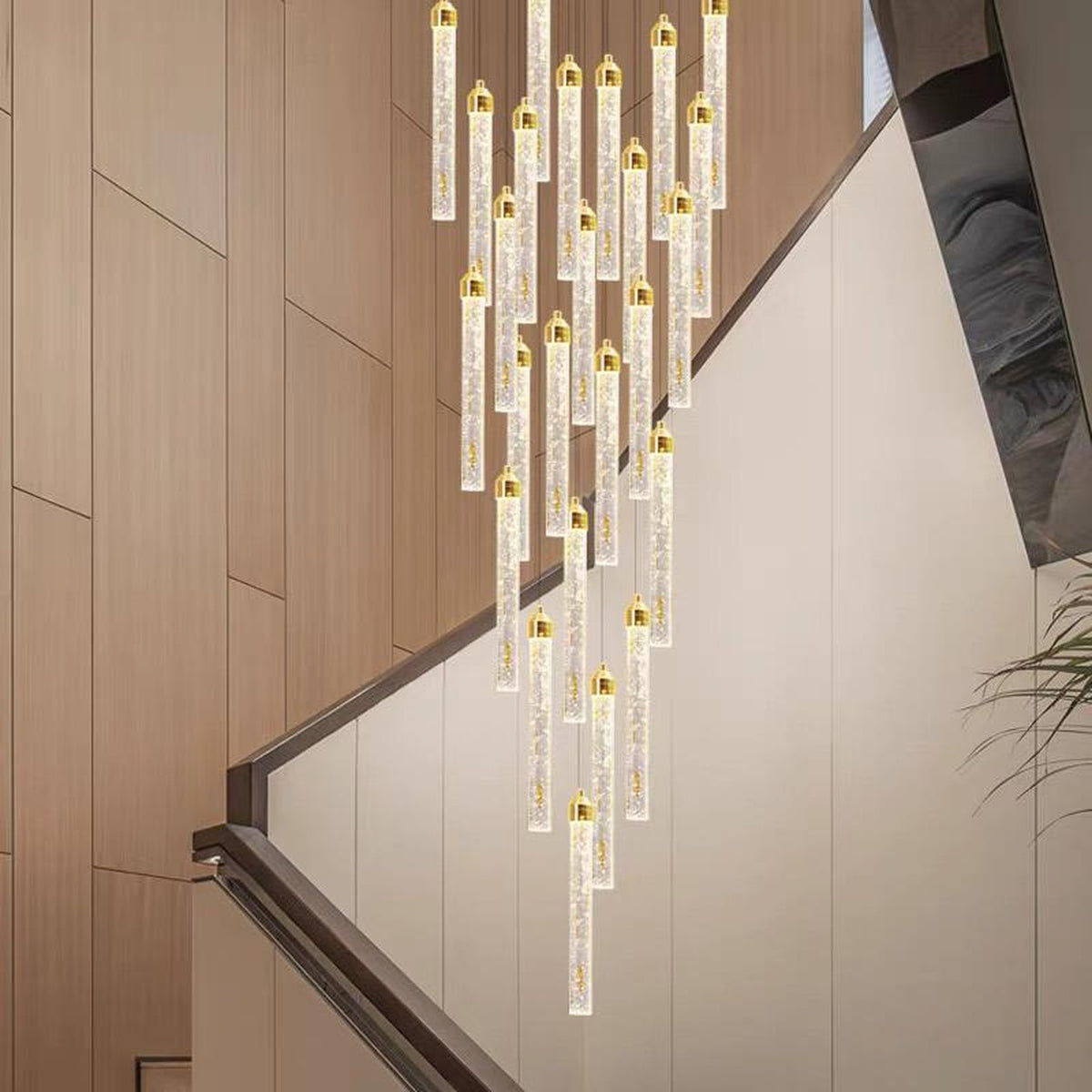 AM0495 — Modern Minimalist Spiral Staircase Crystal Chandelier for Stairwells
