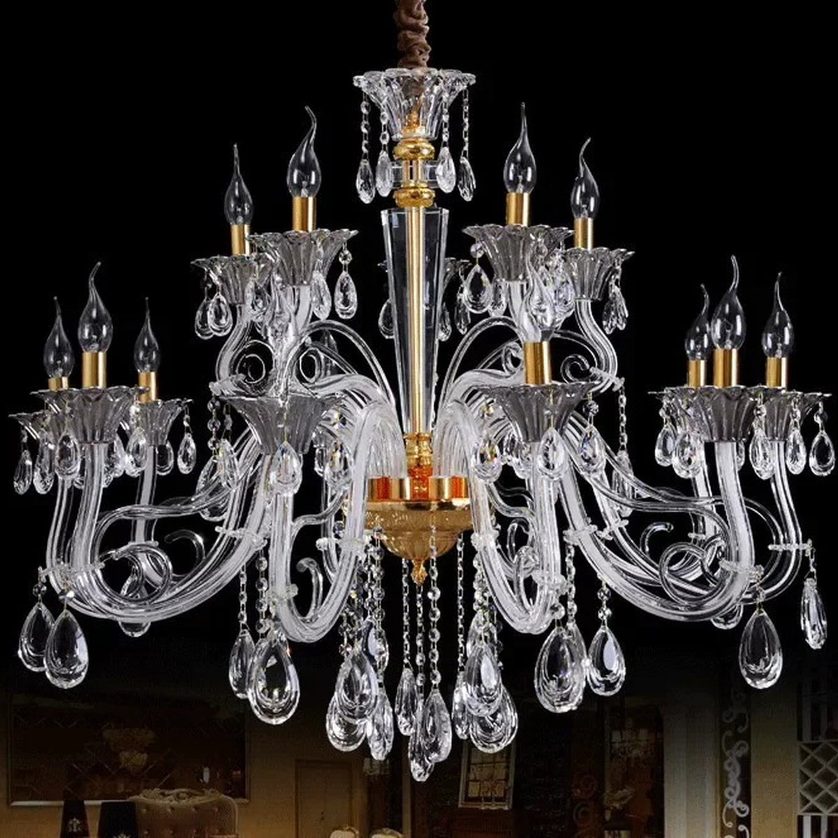 AM0759 — European Candle Crystal Chandelier for Retail Spaces & Gym Spaces