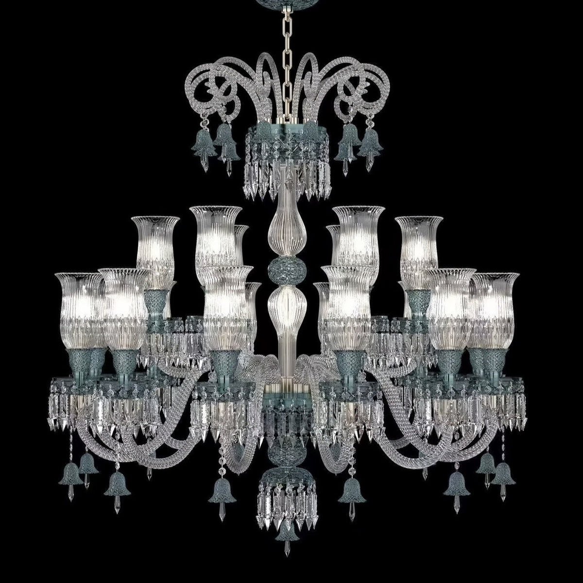 AM0853 — French Stairwell Duplex Glass Chandelier for Hotels & Ballrooms