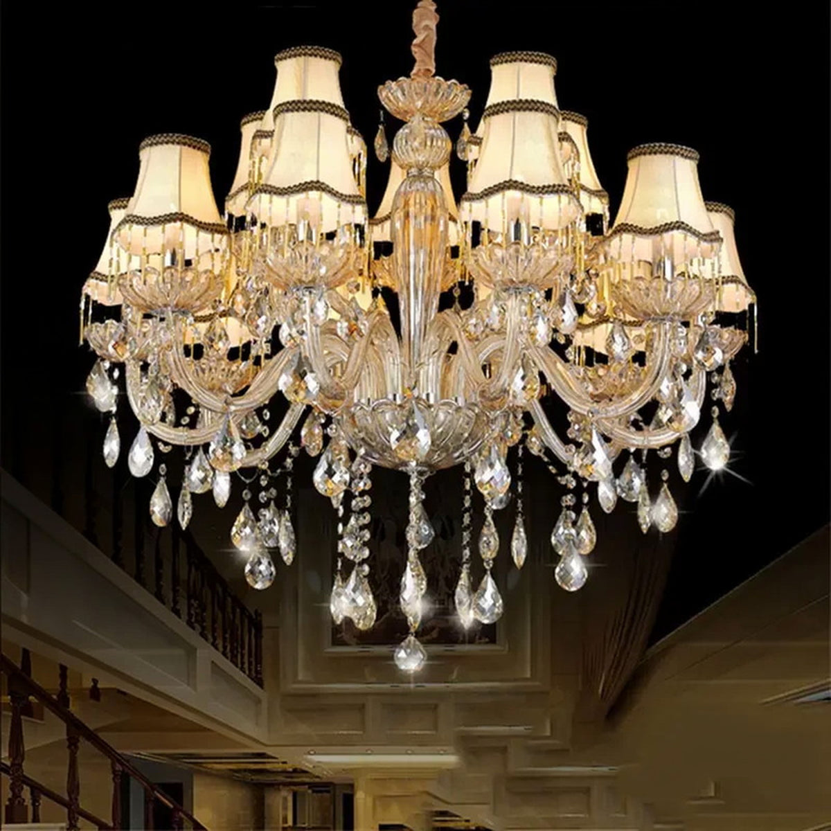 AM0724 — European Candle Duplex Crystal Chandelier for Living Rooms