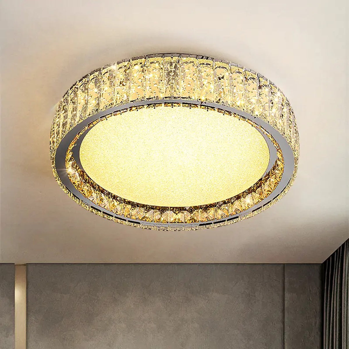 AM0468 — Luxury Round Crystal Ceiling Light for Bedrooms
