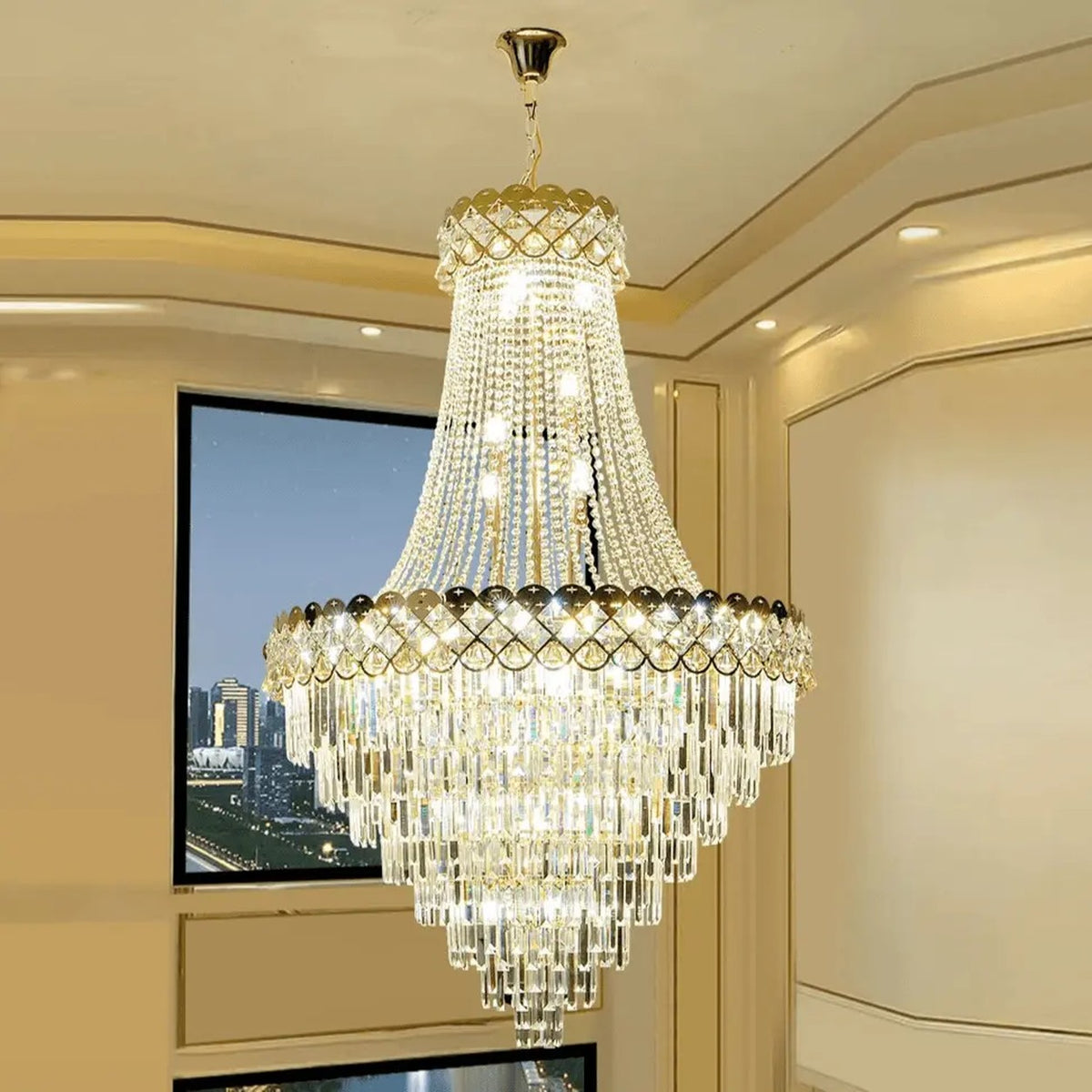 AM0626 — Light Luxury Spiral Staircase Crystal Chandelier for Living Rooms