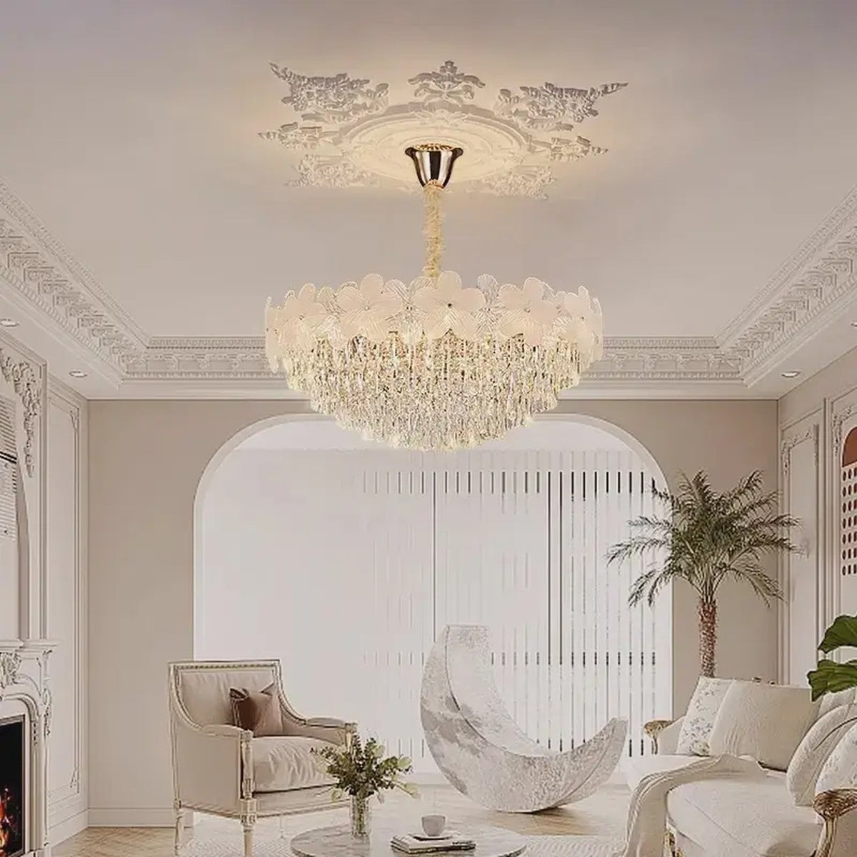 AM0484 — Modern Luxury Floral Crystal Chandelier for Living Rooms