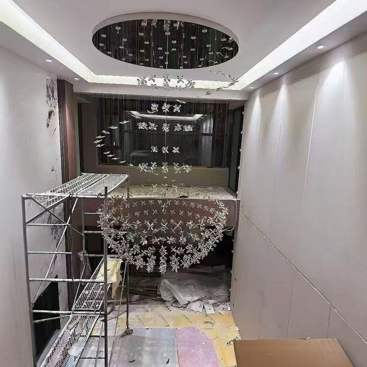 AM0513 — Light Luxury Stairwell Crystal Chandelier for Living Rooms