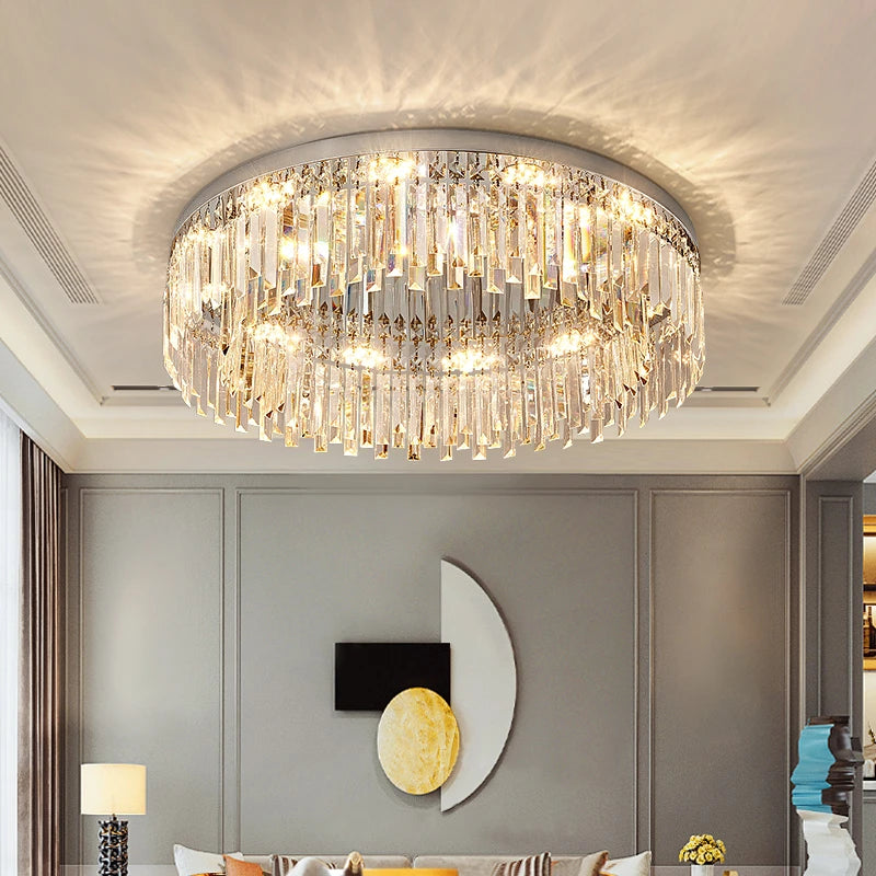 AM0097 · Modern Minimalist Crystal Flush Mount Round Ceiling Light for Bedrooms — AM0097, view 3