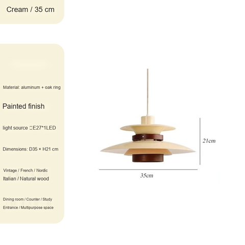 Cream + Walnut finish Small 35CM Light source light source