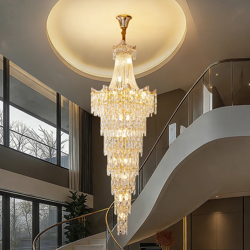 AM0006 · Minimalist Stairwell Crystal Chandelier for Double-Height Spaces · 9 Configurations — AM0006, view 4