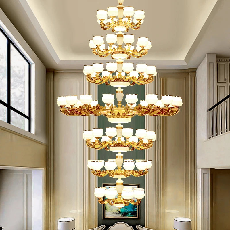 AM0018 · Stairwell Contemporary Chinese Zinc Alloy Chandelier for Double-Height Spaces — AM0018, view 4