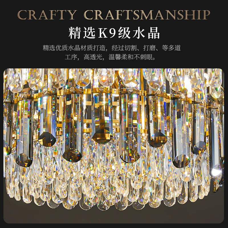 AM0127 · Modern Minimalist Round Crystal Flush Mount Ceiling Light for Bedrooms — AM0127, view 4