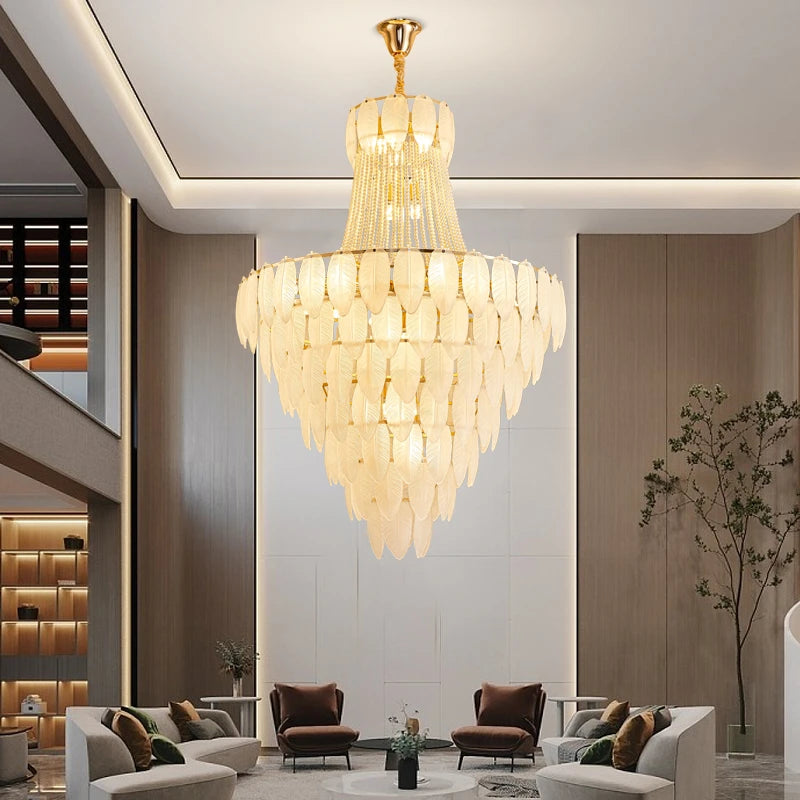 AM0047 · Modern Minimalist Feather Inspired Crystal Chandelier for Double-Height Spaces — AM0047, view 4