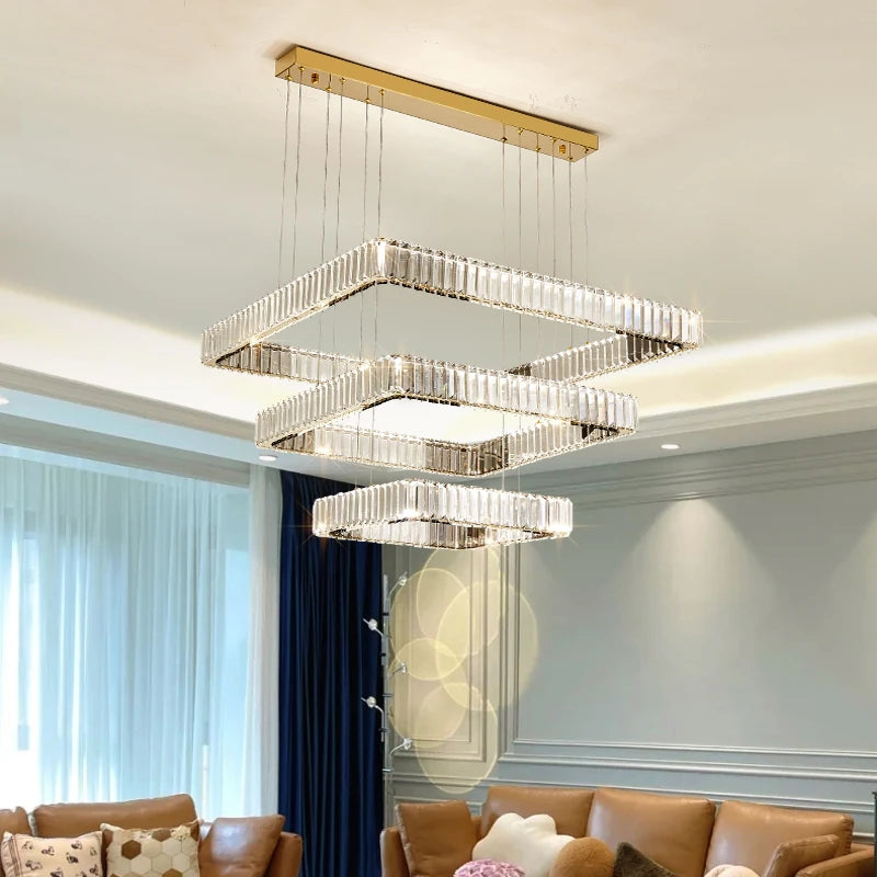 AM0081 · Modern Minimalist Tiered Composition Crystal Chandelier for Living Spaces — AM0081, view 4