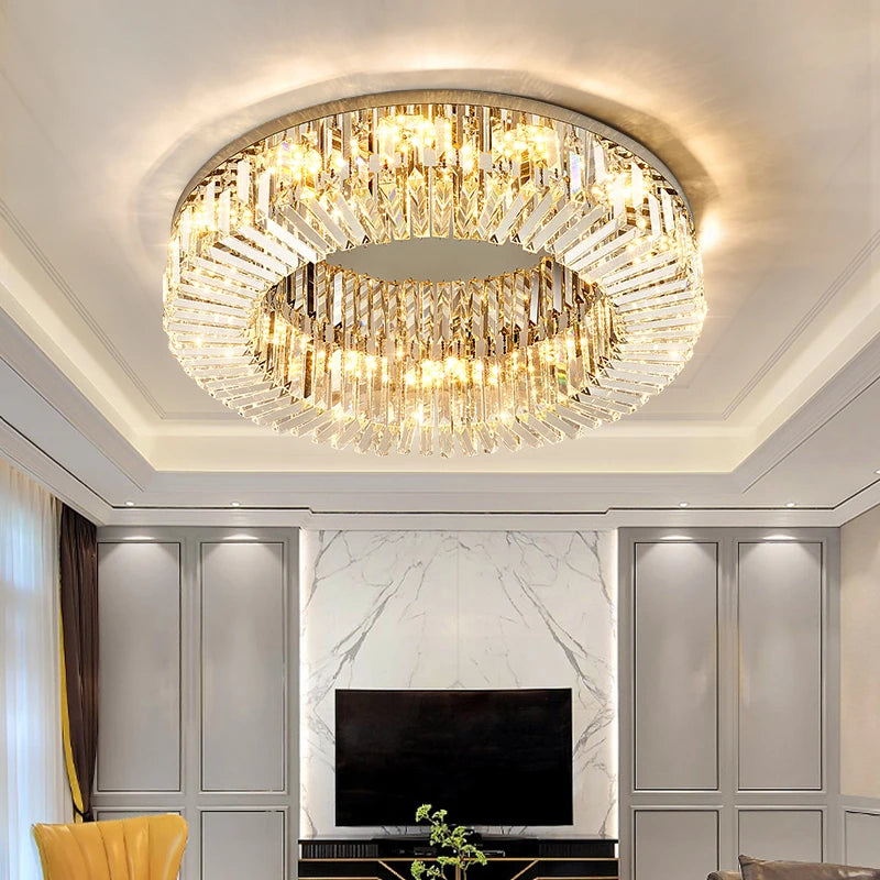 AM0109 · Modern Minimalist Crystal Flush Mount Round Ceiling Light for Bedrooms — AM0109, view 4