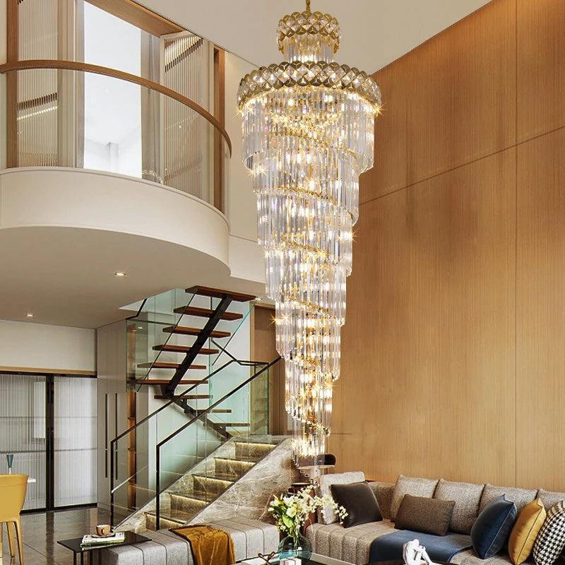 AM0014 · Modern Stairwell Extended-Drop Crystal Chandelier for Double-Height Spaces — AM0014, view 4