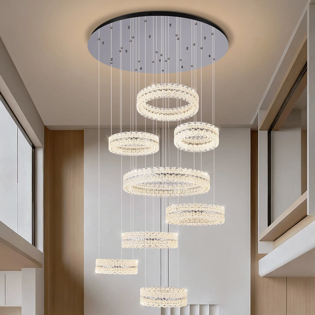 AM0054 · Modern Minimalist Stairwell Ring Composition Acrylic Chandelier — AM0054, view 4