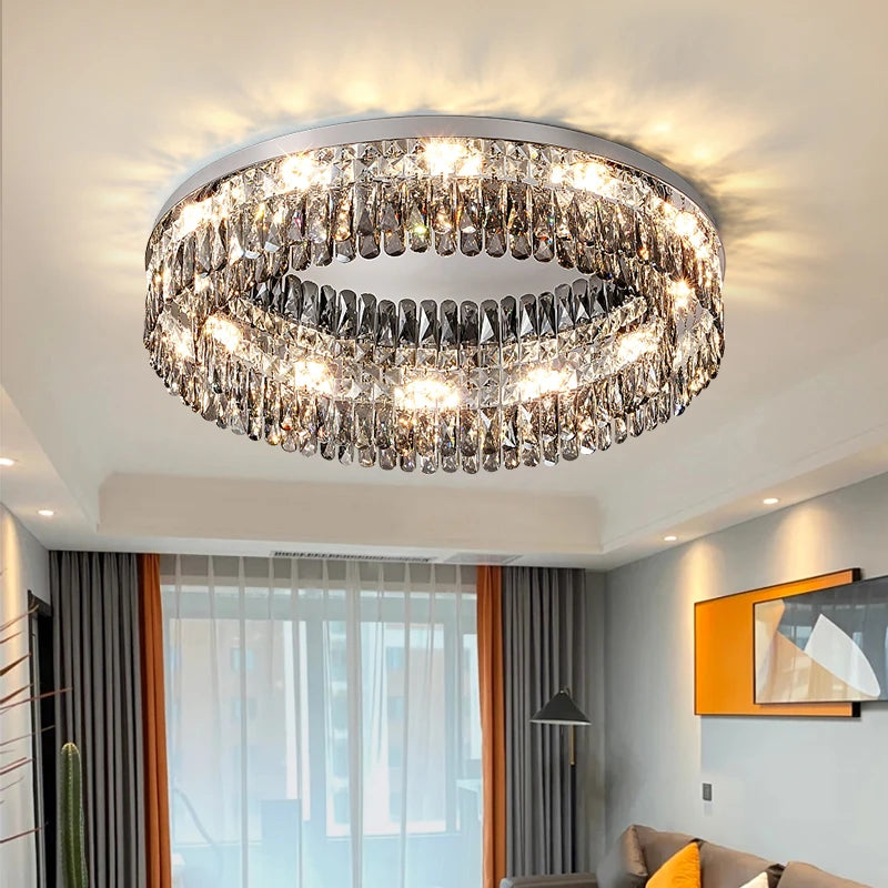 AM0111 · Modern Minimalist Round Crystal Flush Mount Ceiling Light for Bedrooms — AM0111, view 4