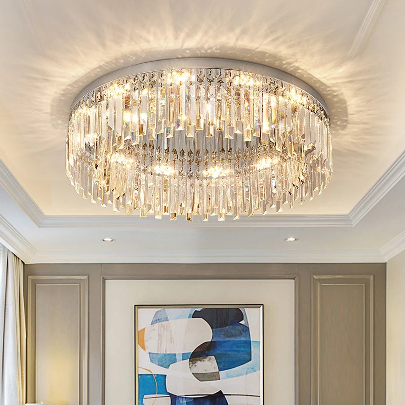 AM0097 · Modern Minimalist Crystal Flush Mount Round Ceiling Light for Bedrooms — AM0097, view 4