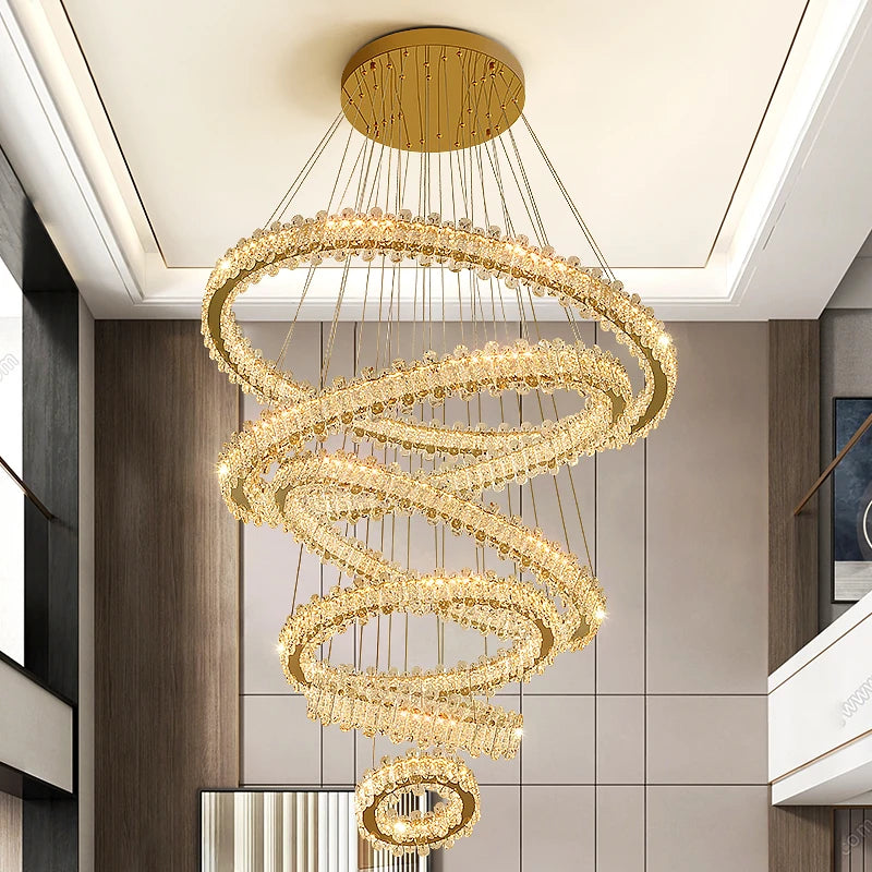 AM0130 · Modern Minimalist Stairwell Ring Composition Crystal Chandelier — AM0130, view 4