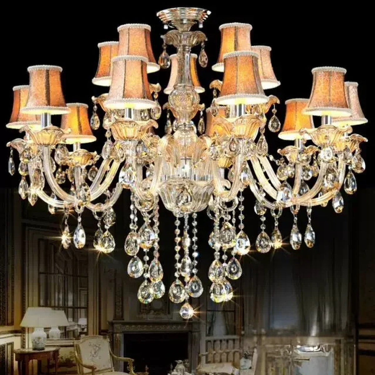AM0778 — European Candle Crystal Chandelier for Retail Spaces & Gym Spaces