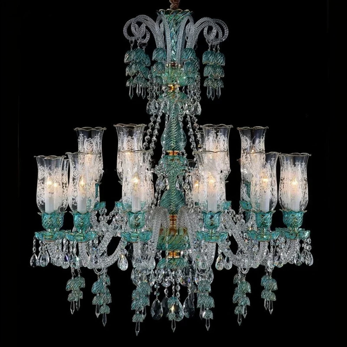 AM0844 — European Stairwell Duplex Glass Chandelier for Living Rooms