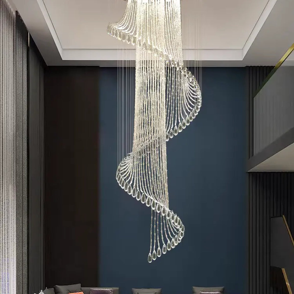 AM0500 — Light Luxury Stairwell Crystal Chandelier for Living Rooms
